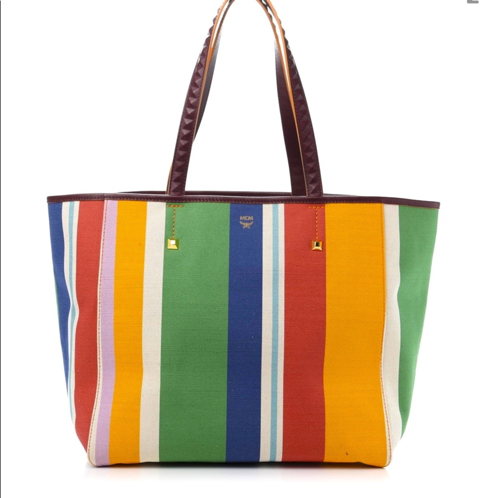 MCM ANYA medium striped tote
